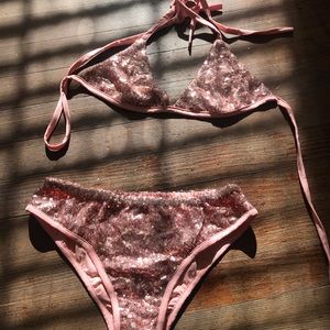 Sequined Swim suit pink